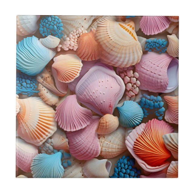 Seaside Seashells Keramik Tile Fliese (Vorderseite)