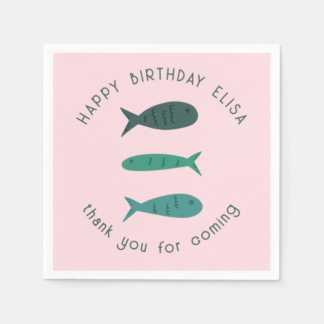 Seaside Soiree BIRTHDAY PARTEI Niedlich Fish CUSTO Serviette (Vorderseite)