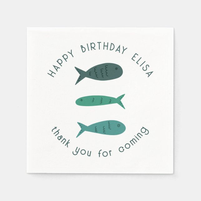 Seaside Soiree BIRTHDAY PARTEI Niedlich Fish CUSTO Serviette (Vorderseite)