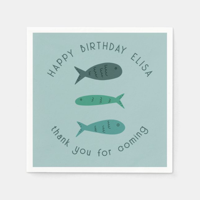 Seaside Soiree BIRTHDAY PARTEI Niedlich Fish CUSTO Serviette (Vorderseite)