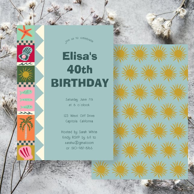 Seaside Soiree BIRTHDAY PARTY Modernes Niedliches  Einladung (Seaside Soiree BIRTHDAY PARTY Modern Cute CUSTOM Invitation
)