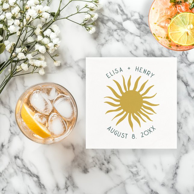 Seaside Soiree WEDD Verlobung Niedlich Sun CUSTOM Serviette (Seaside Soiree WEDDING Engagement Cute Sun CUSTOM Napkins
)