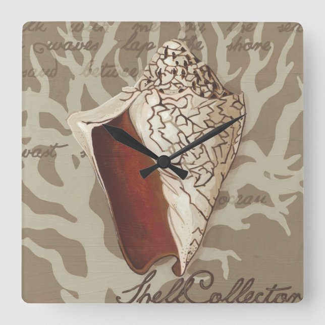 Seaside Sonnet IV Quadratische Wanduhr (Vorderseite)