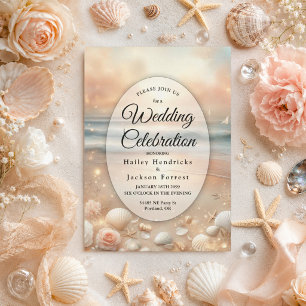 Seaside Sparkle und Sunset Dreams Hochzeit Einladung