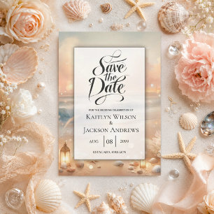 Seaside Sparkle und Sunset Dreams Hochzeit Save The Date