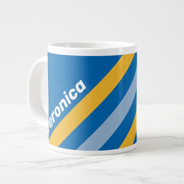 Seaside Stripes with Name Jumbo-Tasse (Vorderseite Links)