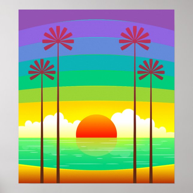 Seaside Sunrise Vintage Art Poster (Vorne)