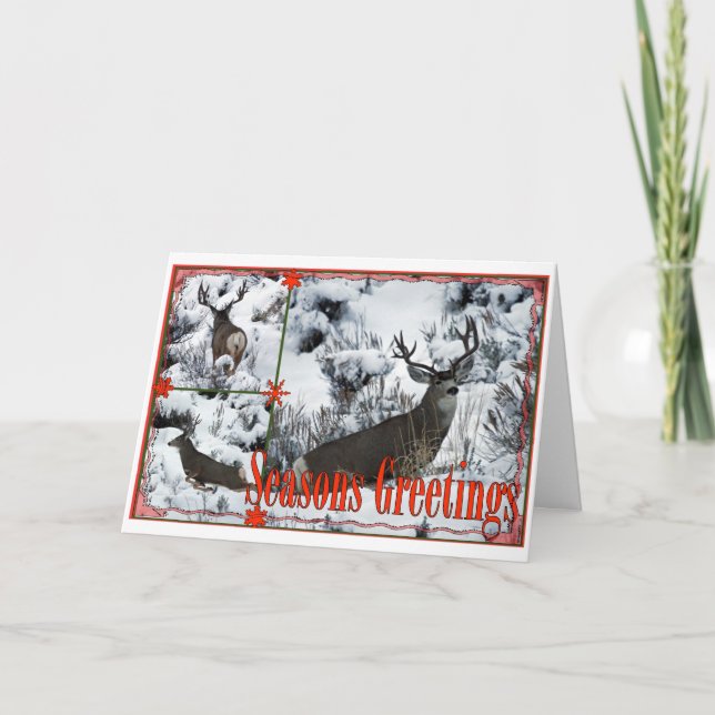 Season Greetings Buck Deer Feiertagskarte (Vorderseite)