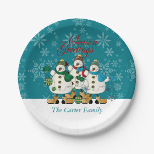 Season Greetings Snowmen Buddies Weihnachten Pappteller