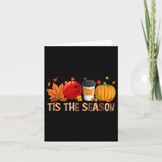 Season Leopard Pumpkin Bowling Halloween Fall Leaf Karte (Vorderseite)