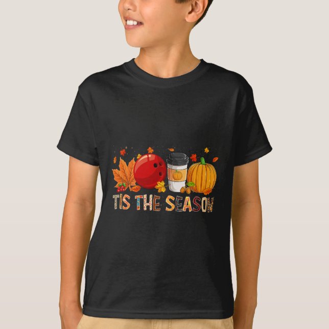 Season Leopard Pumpkin Bowling Halloween Fall Leaf T-Shirt (Vorderseite)