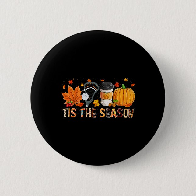 Season Leopard Pumpkin Lacrosse Halloween Fall Lea Button (Vorderseite)