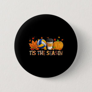 Season Leopard Pumpkin Volleyball Halloween Fall L Button