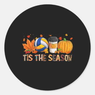 Season Leopard Pumpkin Volleyball Halloween Fall L Runder Aufkleber