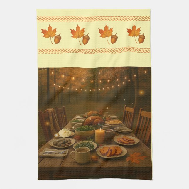 Season of Gatherings Wide Border Kitchen Towels Geschirrtuch (Vertikal)