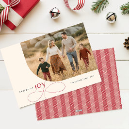 Season of Joy Family Christmas Photo Red Bow Feiertagskarte