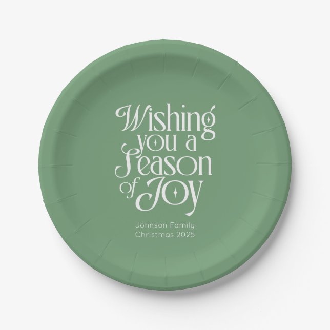 Season of Joy Holiday Plates Personalized Pappteller (Vorderseite)