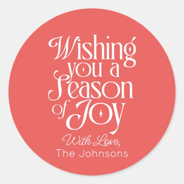 Season of Joy Holiday Sticker Personalized (Devant)