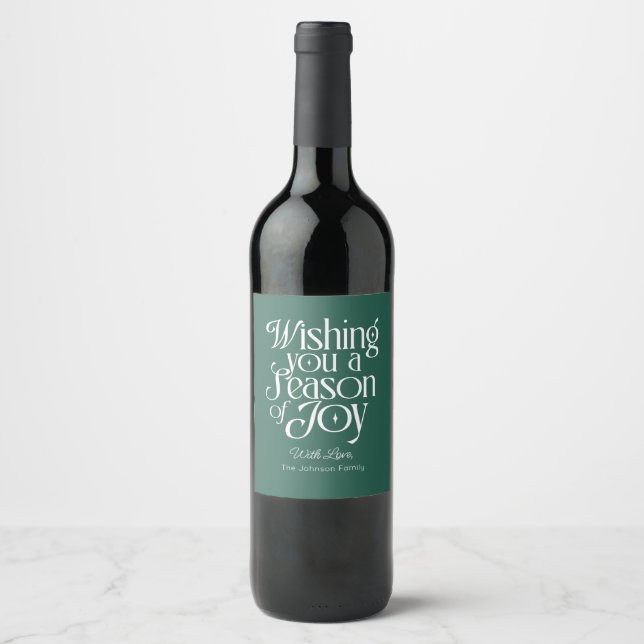 Season of Joy Holiday Wine Label Personalized Weinetikett (Vorderseite)