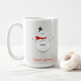 Season’s Greetings Button Snowman Holiday Mug Kaffeetasse