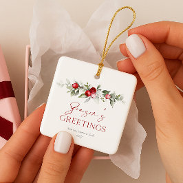 Season’s Greetings Watercolor Keramikornament