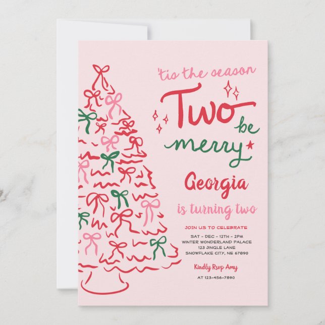Season Two Be Merry Coquette Christmas Birthday Einladung (Vorderseite)