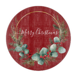 Seasonal Greenery with White Script  Schneidebrett