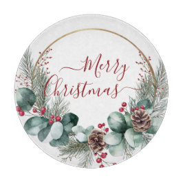 Seasonal Greenery with White Script  Schneidebrett