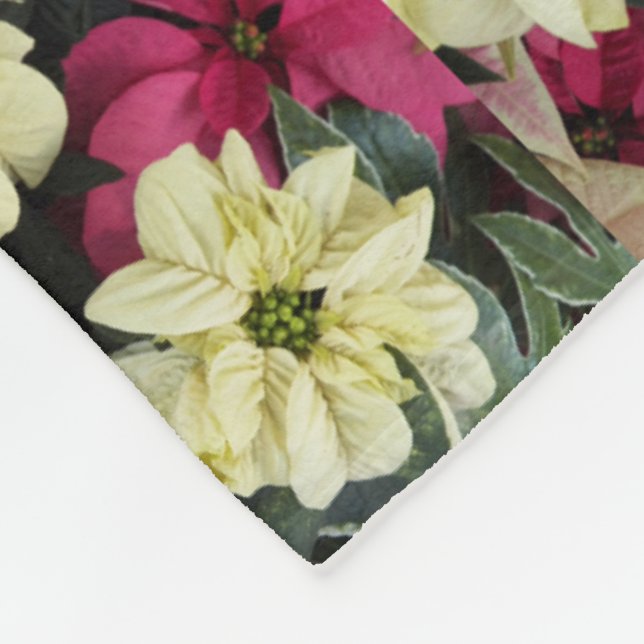 Seasonal Holiday Poinsettias Blumenmuster Fleecedecke (Ecke)