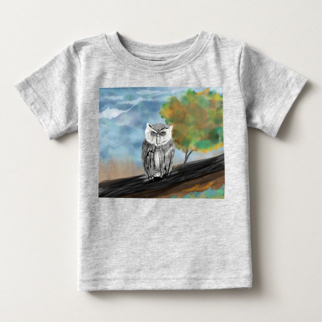Seasonal Owl Print Baby T-shirt (Vorderseite)