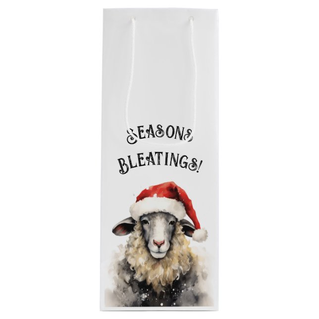 Seasons Bleatings Quirky Sheep Geschenktüte Für Weinflaschen (Vorderseite)