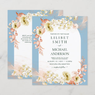 Seasons Dusty Blue Coral Floral Mix Hochzeit