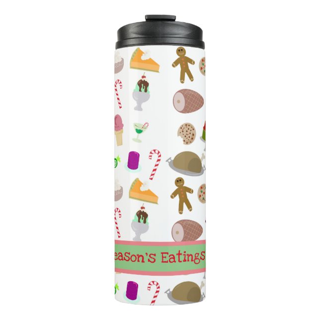 Seasons Eatings Fun Holiday Foods Muster Art Thermosbecher (Vorderseite)