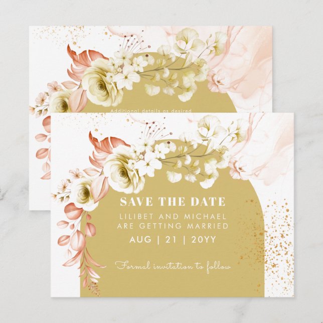 Seasons Fall Earthen Boho Floral Wedding RETT DATE Postkarte (Vorne/Hinten)