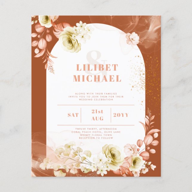 Seasons Fall Earthen Mix Boho Floral Wedding Flyer (Vorne)