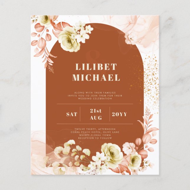 Seasons Fall Earthen Mix Boho Floral Wedding Flyer (Vorne)