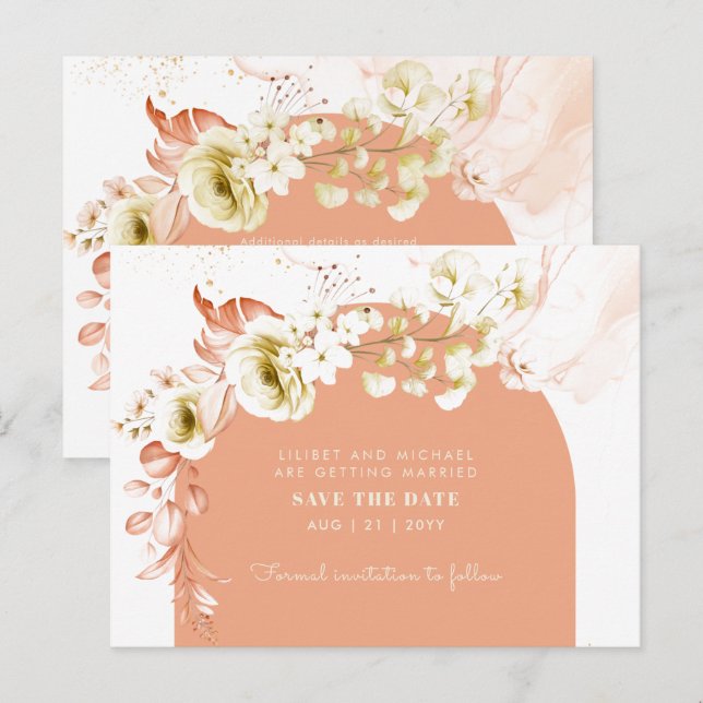 Seasons Fall Earthen Mix Boho Floral Wedding Postkarte (Vorne/Hinten)