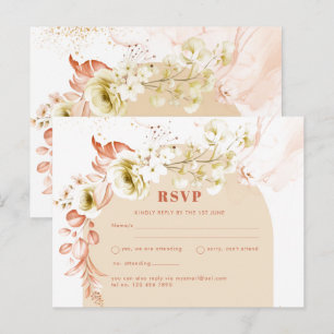 Seasons Fall Earthen Mix Boho Floral Wedding Postkarte