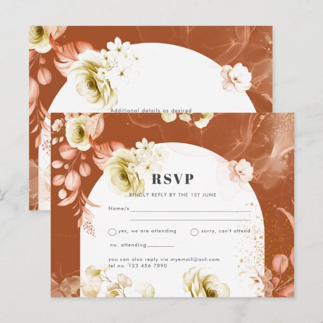 Seasons Fall Earthen Mix Boho Floral Wedding RSVP Postkarte (Vorne/Hinten)