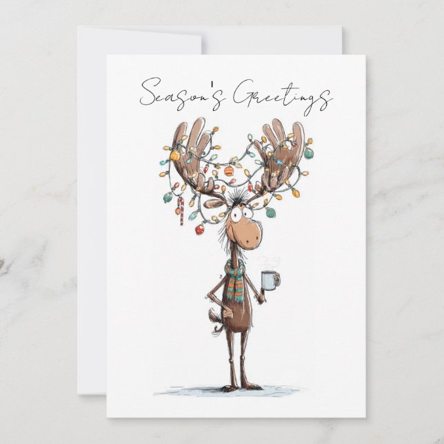 Season's greeting with Moose Feiertagskarte (Vorderseite)