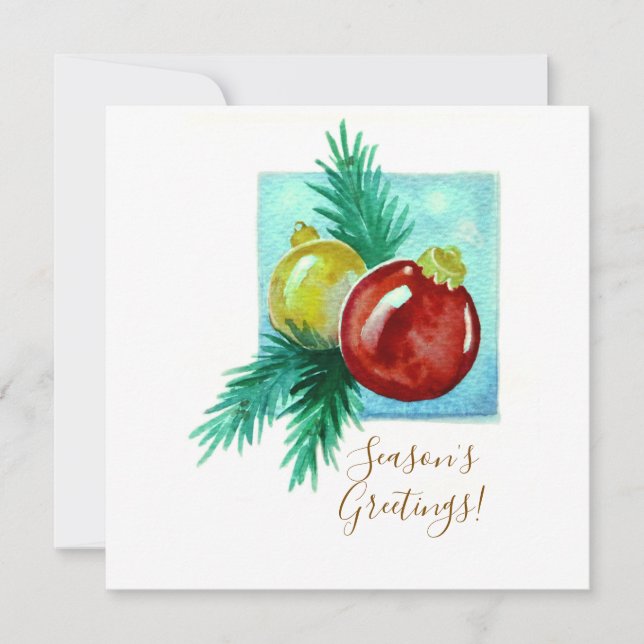 Season's Greetings Card With Baubles Dankeskarte (Vorderseite)
