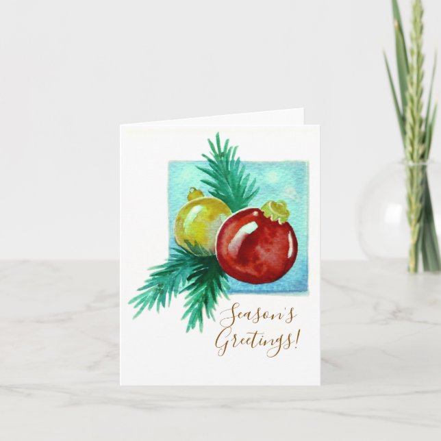 Season's Greetings Card With Baubles Feiertagskarte (Vorderseite)