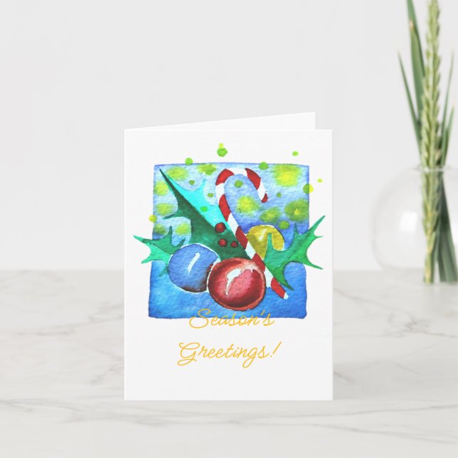 Season's Greetings Card With Baubles  Feiertagskarte (Vorderseite)