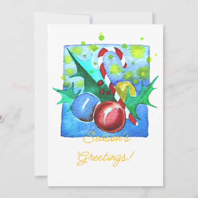 Season's Greetings Card With Baubles  Feiertagskarte (Vorderseite)