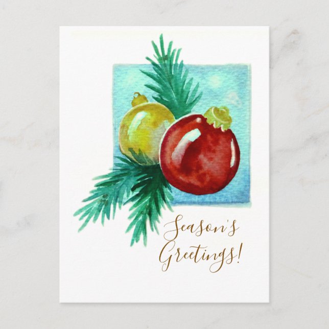 Season's Greetings Card With Baubles Postkarte (Vorderseite)