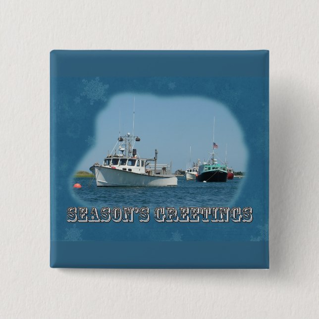Season's Greetings - Chatham Harbor Boats Button (Vorderseite)