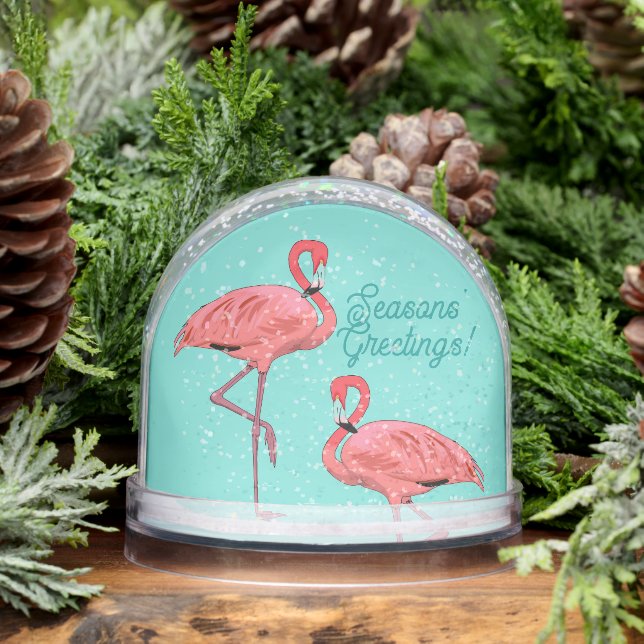 Seasons Greetings Flamingos Retro Christmas Schneekugeln (Winter)