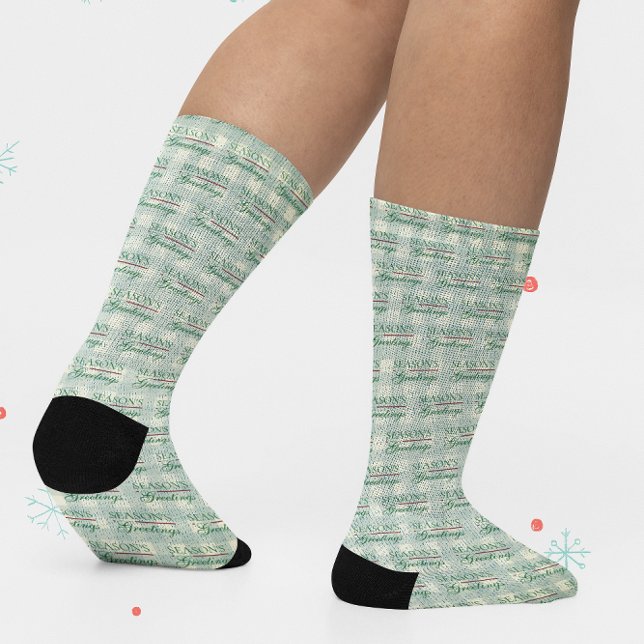 Season's Greetings Gingham Christmas Socken (Von Creator hochgeladen)