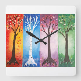 Seasons Quadratische Wanduhr