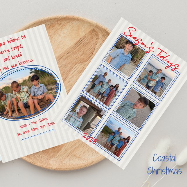 Season's Tidings Coastal Christmas Photo Card Einladung (Von Creator hochgeladen)